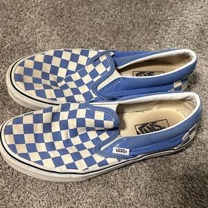 Vans Blue and White Checkered Slip-Ons
